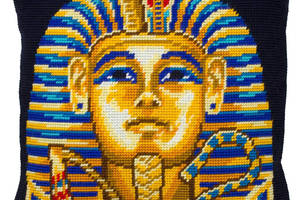 Набір для вишивання подушки хрестом Тутанхамон фараон Стародавнього Єгипту Страмін пряжів Zweigart напівхрест 40х40 см
