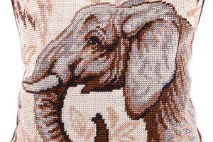 Набір для вишивання подушки хрестиком Слон із пряжею Zweigart напівхрест муліне 40х40 см