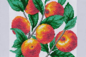Набір для вишивки бісером ' Багатий урожай яблук ' синиця, кошик, літо, сад, часткова викладка 26.5x26.5 см