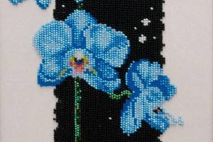 Набір для вишивки бісером 'Синя орхідея' фаленопсис, ніч, зірка, квіти, часткова викладка, 19х51.5 см