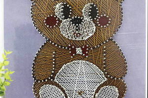 Набір креативної творчості String Art Плюшевий ведмедик 20*25 см ізонити з ниток стрінг-арт із цвяхами молоток