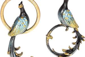 Набор 2 подвесные фигурки 'Павлин и Кольцо', темно-синий с золотом