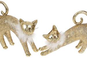 Набор 2 статуэтки 'Золотые кошки' Антик 24х8х18.5см, полистоун
