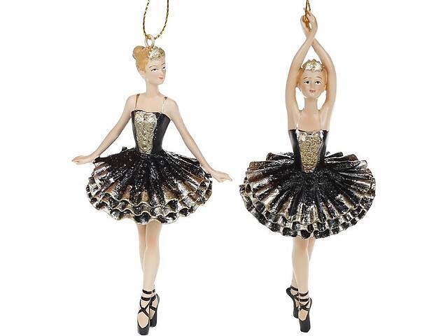 Набор 6 подвесных статуэток 'Балерина' 14.5см, полистоун, чёрный с золотом, 2 дизайна