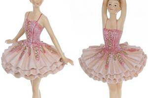 Набор 6 подвесных статуэток 'Балерина' 14.5см, полистоун, розовый