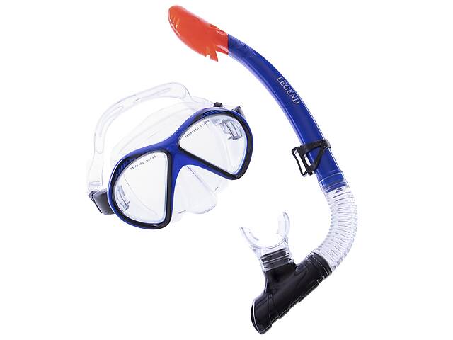 Набор для плавания маска с трубкой LEGEND M293P-SN110-PVC Черный-Синий-Прозрачный