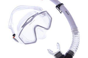 Набор для плавания маска с трубкой Zelart M153-SN124-PVC Белый-серый (PT0879)