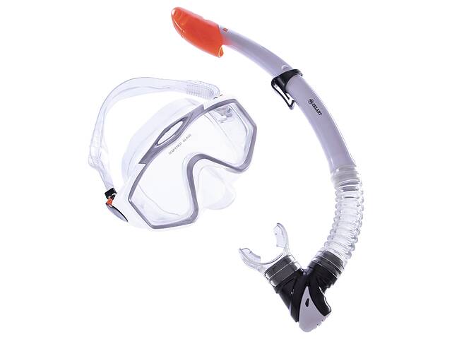 Набор для плавания маска с трубкой Zelart M153-SN124-PVC Белый-серый (PT0879)