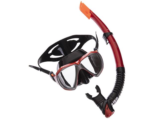 Набор для плавания маска с трубкой Zelart M208-SN120-SIL Красный-Серый-Черный