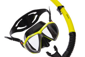 Набор для плавания маска с трубкой Zelart M208-SN120-SIL Желтый-черный (PT0892)