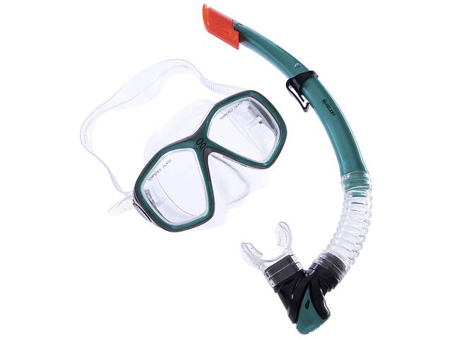 Набор для плавания маска с трубкой Zelart M276-SN120-PVC Бирюзовый-Серый