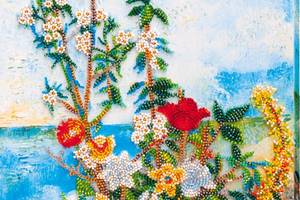 Набор для вышивки бисером на натуральном художественном холсте Абрис Арт Цветы на берегу AB-635