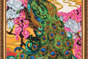 Набор для вышивки бисером на натуральном художественном холсте Абрис Арт Павлин AB-123