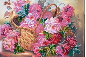 Набор для вышивки бисером на натуральном художественном холсте Абрис Арт Розовая нежность AB-441