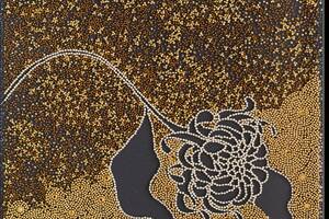 Набор для вышивки бисером на натуральном художественном холсте Абрис Арт Черная хризантема AB-849