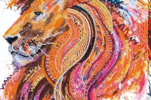 Набор для вышивки бисером на натуральном художественном холсте Абрис Арт Огнегривый лев AB-555