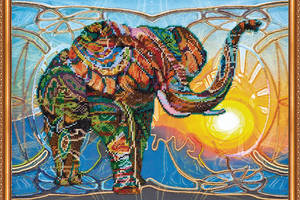Набор для вышивки бисером на натуральном художественном холсте Абрис Арт Мозаичный слон AB-368