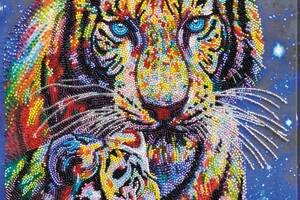 Набор для вышивки бисером на натуральном художественном холсте Абрис Арт Тигры цветные AB-833