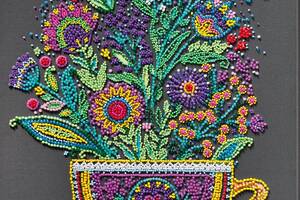 Набор для вышивки бисером на натуральном художественном холсте Абрис Арт Чашка со счастьем AB-842
