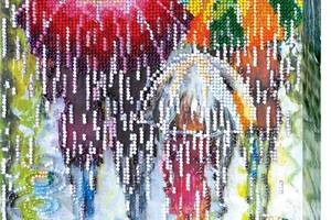 Набор для вышивки бисером на натуральном художественном холсте Абрис Арт Веселые зонтики AB-434