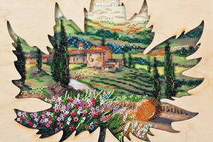Набор для вышивки бисером на натуральном художественном холсте Абрис Арт Солнце Тосканы с деревянной рамкой AB-767