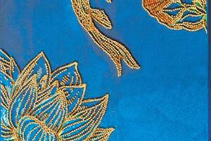 Набор для вышивки бисером на натуральном художественном холсте Абрис Арт Кои синий AB-825