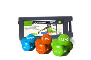 Набор гантелей в кейсе PowerPlay 4103 Fitness Dumbells 6 кг 2 шт*0,5 кг 2 шт*1 кг 2 шт*1,5 кг