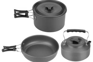 Набор посуды туристический Steel Set D-311 3 предмета (каструля, сковородка, чайник) (3_03313)