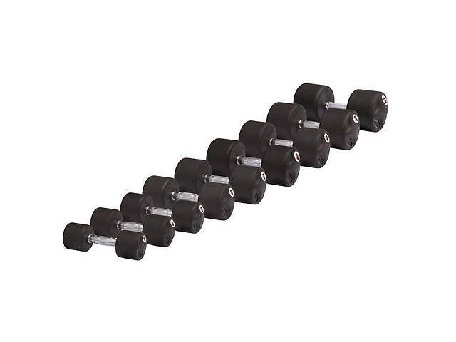 Набор профессиональных гантелей обрезиненных 12-30 кг, 10 пар STEIN Rubber Dumbbell set 12-30 KG, 10 pairs