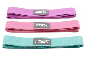 Набор резинок для фитнеса AOLIKES RB-3609 3шт Green+Pink+Violet (12063-67046)