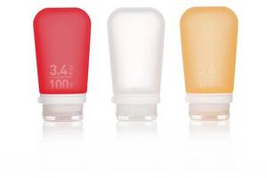 Набор силиконовых бутылочек Humangear GoToob+ 3-Pack Large Clear/Red/Orange (1054-022.0042)