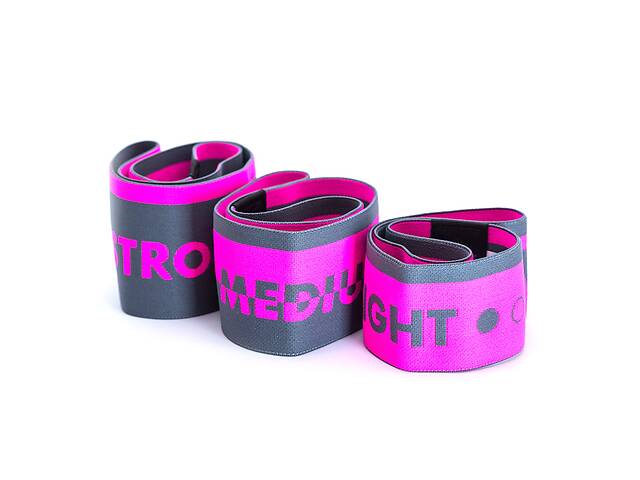 Набор тканевых резинок для фитнеса и спорта MadMax MFA-305 Hiploop set 3 pcs Grey/Pink