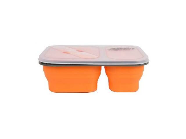 Набір туристичного посуду Tramp 2 відсіку силіконовий 900ml з ловилкой orange (TRC-090-orange)