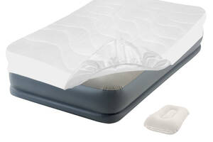 Надувная кровать Intex 64116-3 99 х 191 х 30 см подушка наматрасник Односпальная Серый