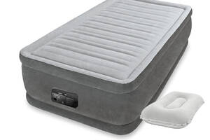 Надувная кровать Intex 64412-2, 99 х 191 х 46 см, встроеный электронасос, подушка. Односпальная
