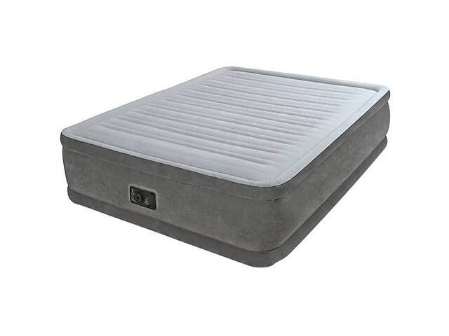 Надувная кровать велюровая Intex 64412 с электронасосом 191х99х46 см Серый (008640)