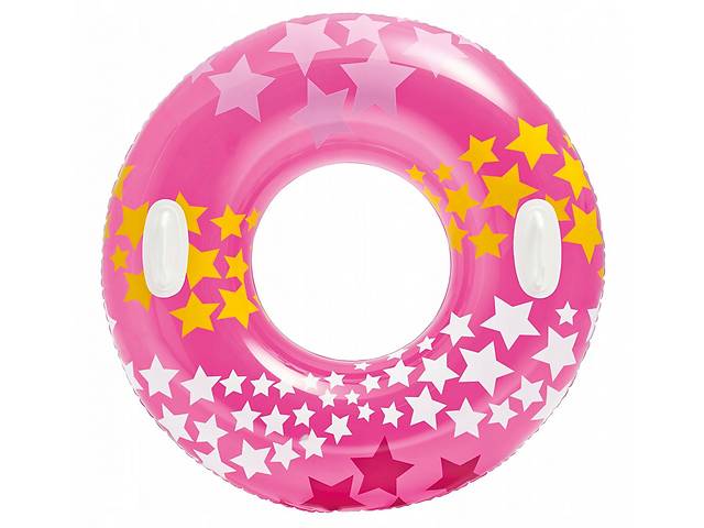 Надувной круг для плавания 59256 с ручками (Розовый).