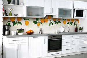 Наклейка на скинали Zatarga на кухню «Апельсиновый день» 600х2500 мм виниловая 3Д наклейка кухонный фартук самоклеящаяся