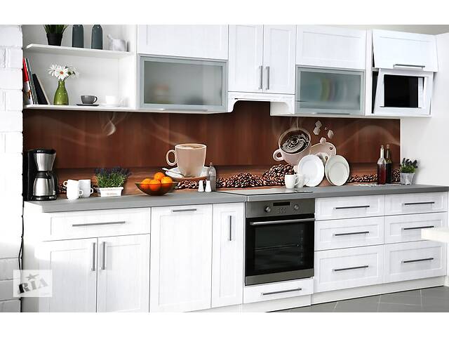 Наклейка на скіналі Zatarga на кухню «Кухля міцної кави» 600х2500 мм вінілова 3Д наклейка кухонний фартух...