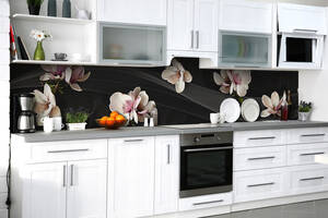 Наклейка на скинали Zatarga на кухню «Дикая орхидея» 600х2500 мм виниловая 3Д наклейка кухонный фартук самоклеящаяся