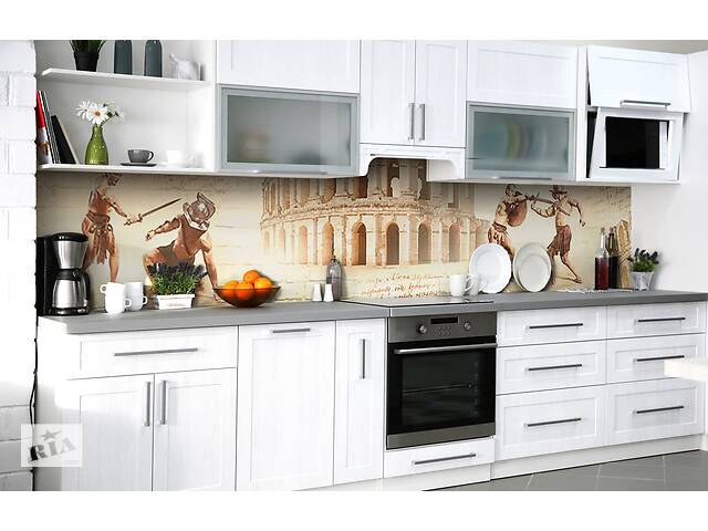 Наклейка на скинали Zatarga на кухню «Гладиаторские бои» 600х2500 мм виниловая 3Д наклейка кухонный фартук самоклеящаяся