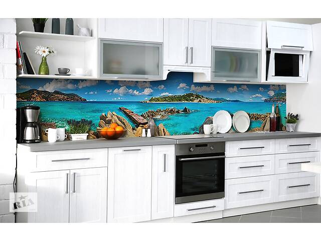 Наклейка на скинали Zatarga на кухню «Каменистый берег» 600х2500 мм виниловая 3Д наклейка кухонный фартук самоклеящаяся