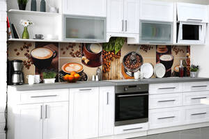 Наклейка на скіналі Zatarga на кухню «Карамельна кава» 600х2500 мм вінілова 3Д наклейка кухонний фартух самоклеюча