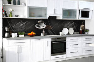 Наклейка на скинали Zatarga на кухню «Кофейный минимализм» 600х2500 мм виниловая 3Д наклейка кухонный фартук самоклея...