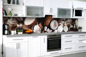 Наклейка на скіналі Zatarga на кухню «Кокосова м'якоть» 600х2500 мм вінілова 3Д наклейка кухонний фартух самоклеюча