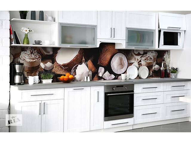 Наклейка на скіналі Zatarga на кухню «Кокосова м'якоть» 650х2500 мм вінілова 3Д наклейка кухонний фартух самоклеюча