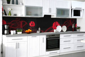 Наклейка на скинали Zatarga на кухню «Красный дым» 650х2500 мм виниловая 3Д наклейка кухонный фартук самоклеящаяся
