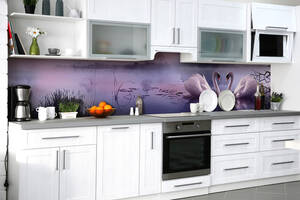 Наклейка на скинали Zatarga на кухню «Лебединая любовь» 600х2500 мм виниловая 3Д наклейка кухонный фартук самоклеящаяся
