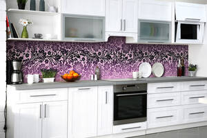 Наклейка на скинали Zatarga на кухню «Лиловая хохлома» 600х3000 мм виниловая 3Д наклейка кухонный фартук самоклеящаяся
