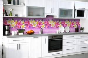 Наклейка на скинали Zatarga на кухню «Лиловая скатерть» 600х2500 мм виниловая 3Д наклейка кухонный фартук самоклеящаяся